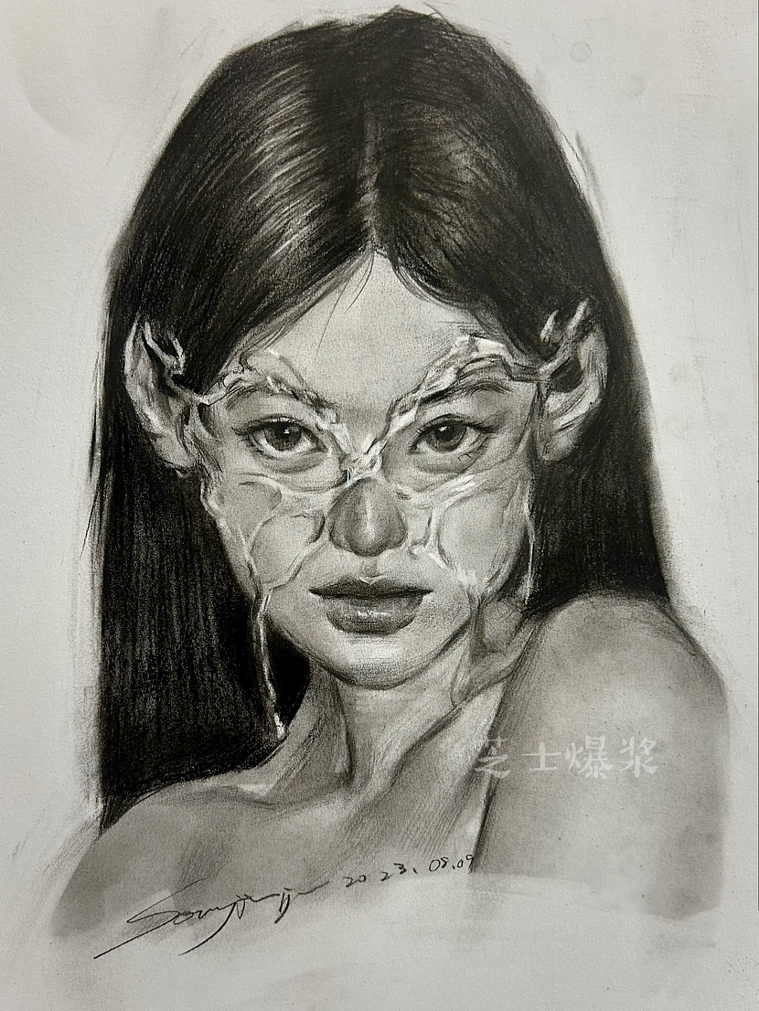 氛围感少女素描练习过程分享（图ZMzQ4MTExNTk2） - 绘画 - 站酷设计师芝士爆浆原创素材 - 站酷ZCOOL