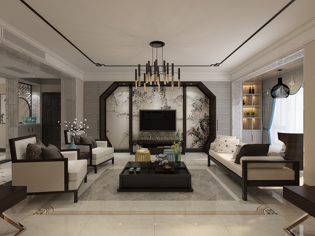 【保定金舍装饰】未来花郡180平新中式风格效果图