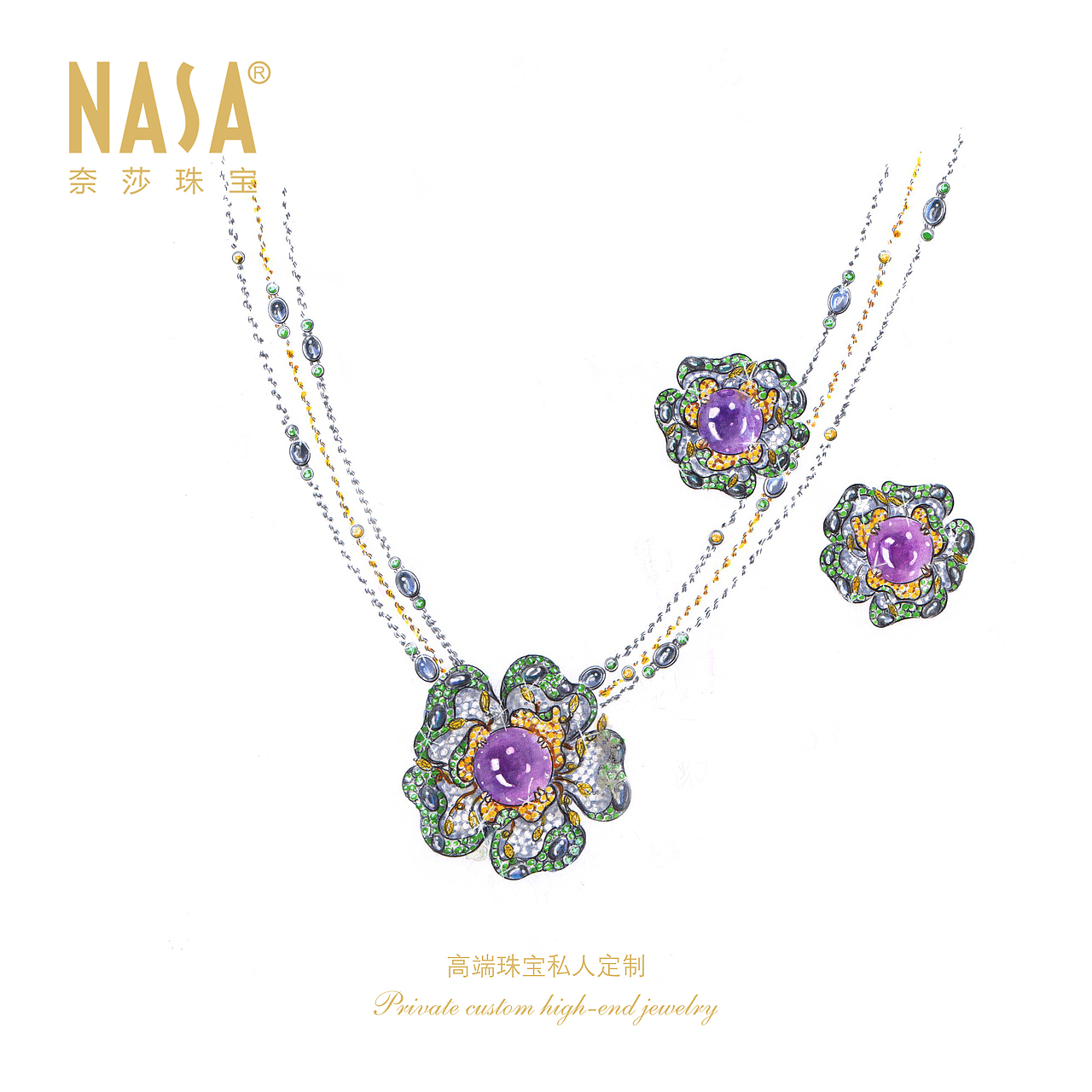 奈莎NASA珠宝高端珠宝私人定制原创设计东方文化工艺匠心·织纹雕金