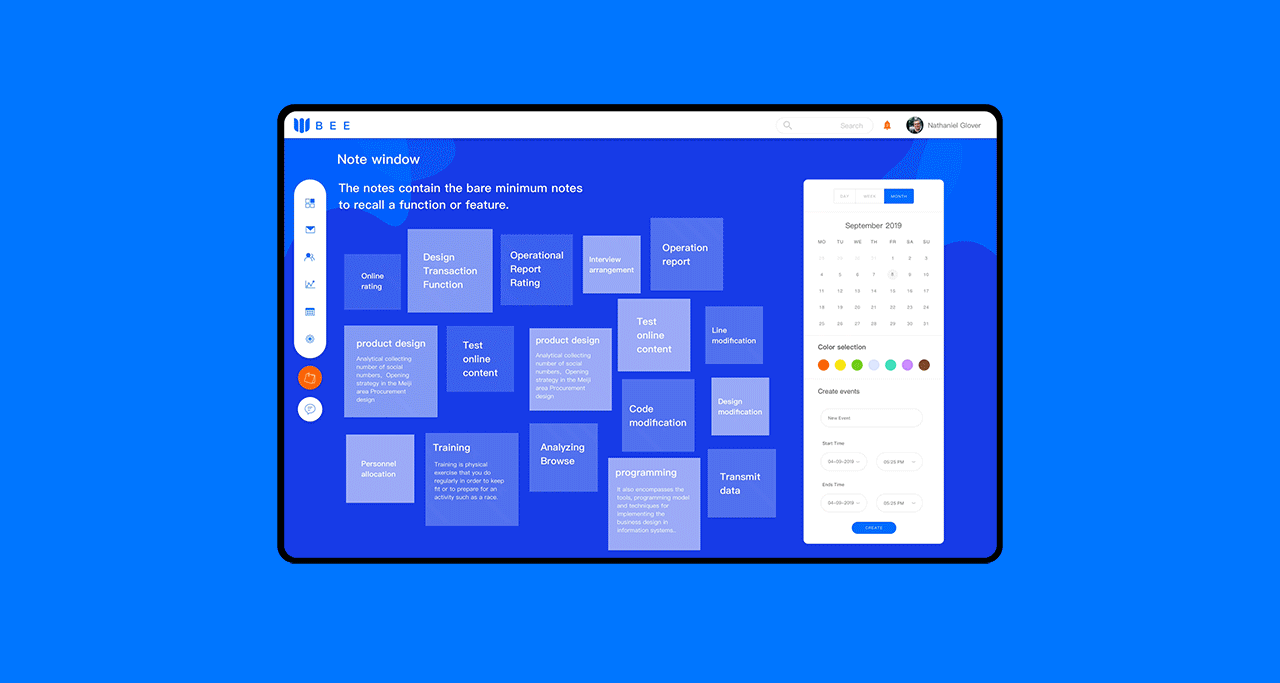 桌面端 工作便签动效与即时通信呼出动效