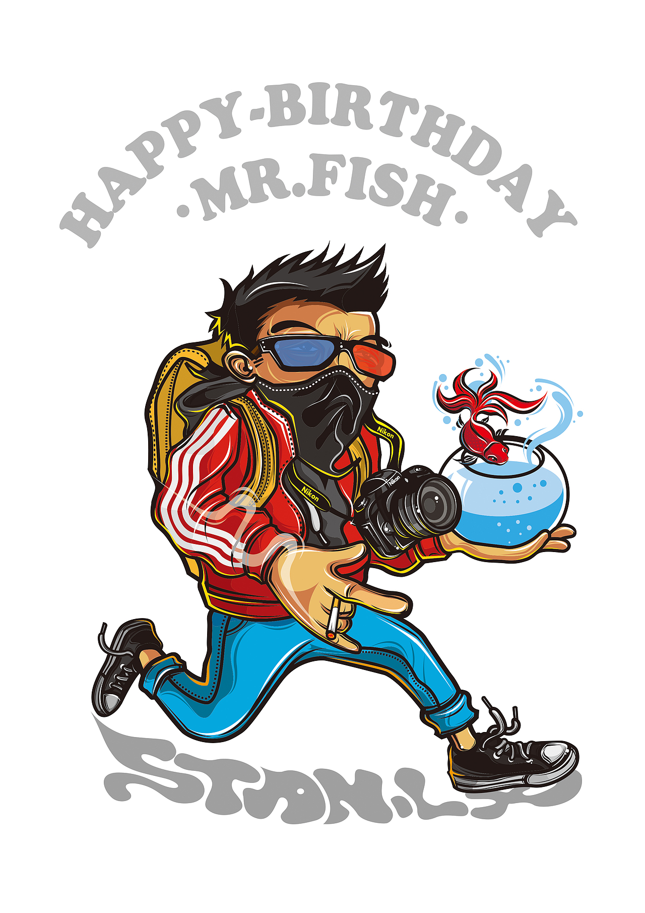 Happy birthday Mr.fish（图ZMTMzOTY1ODA=） - 新锐潮流插画 - 站酷设计师Stanlx原创素材 - 站酷ZCOOL