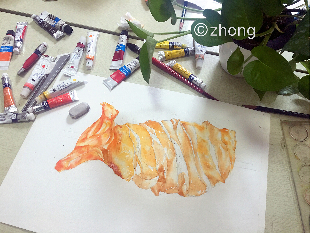 水彩 原创 烤羊腿_钟子画水彩-站酷zcool