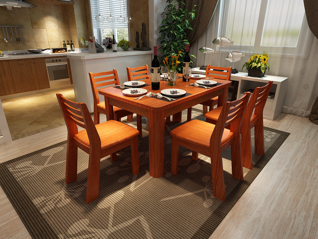 北欧实木系列之餐桌|空间|家装设计|视野家具设计 - 原创作品 - 站酷 (ZCOOL)