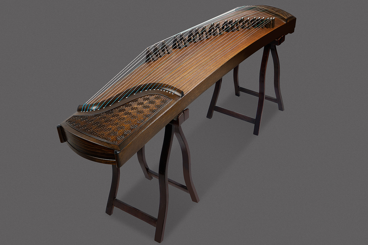 黑檀回纹古筝详情+修图