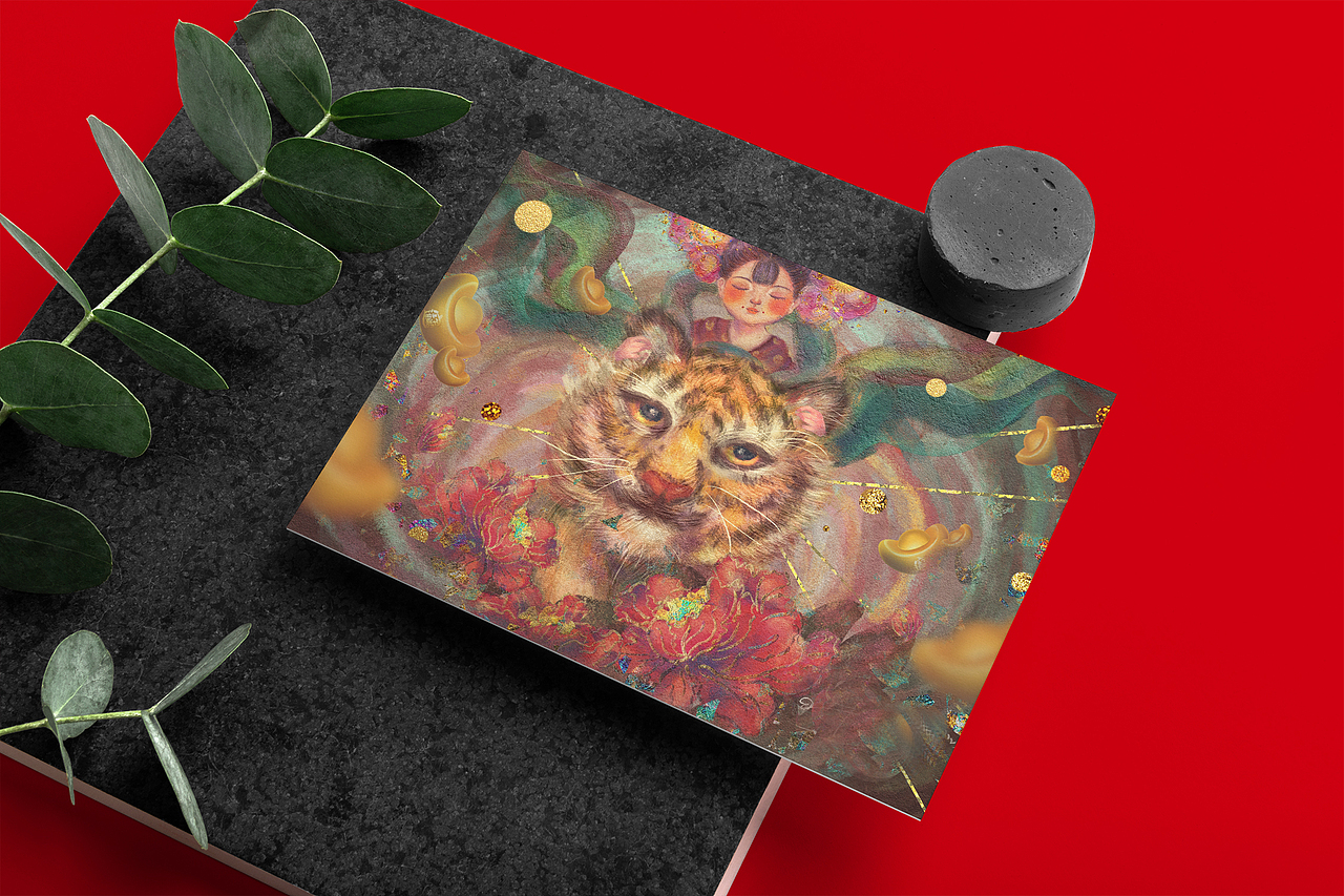 岩彩作品——虎年大吉系列(整理)
