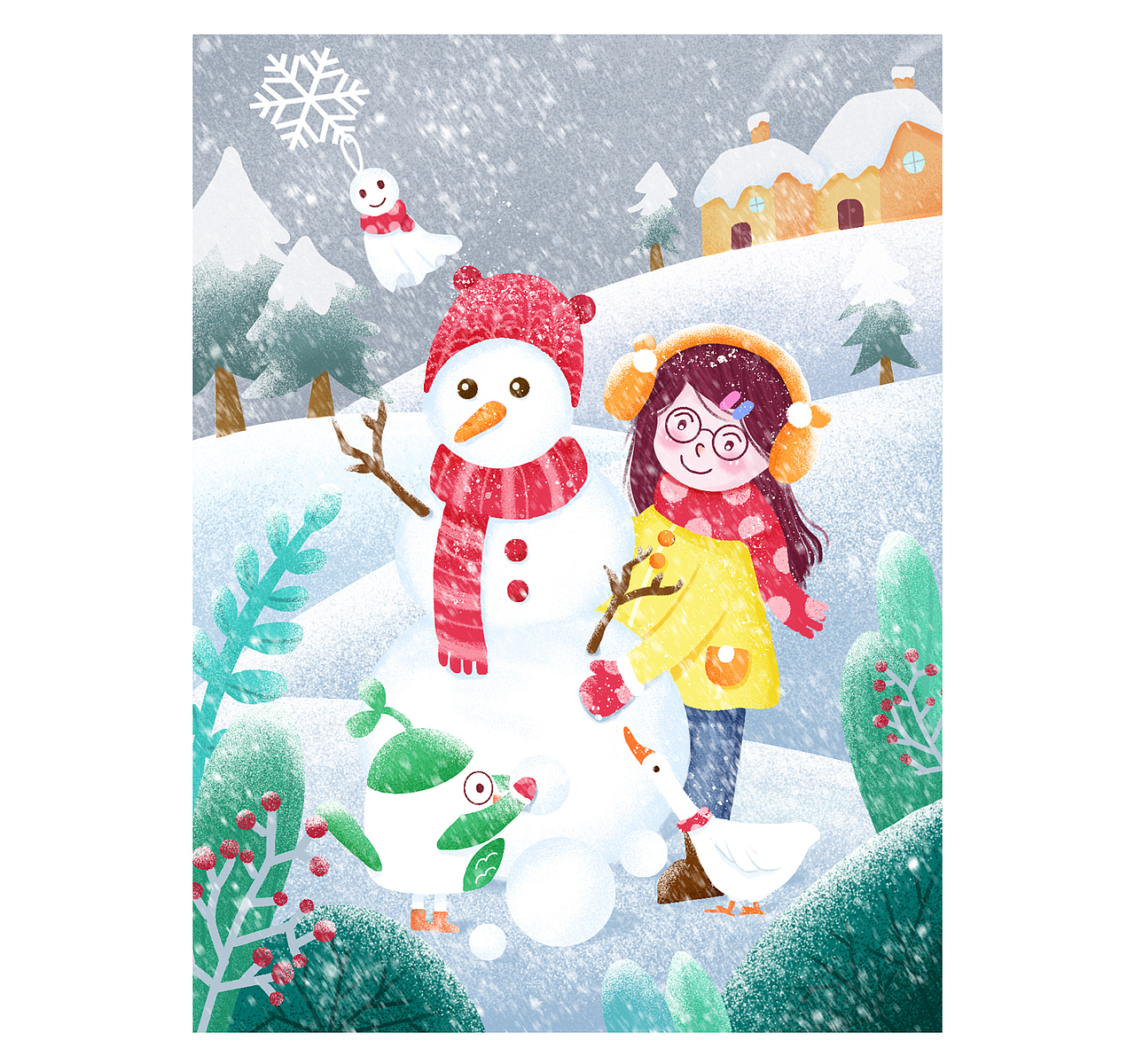 天气插画 | 嘟嘟和小菜鸟