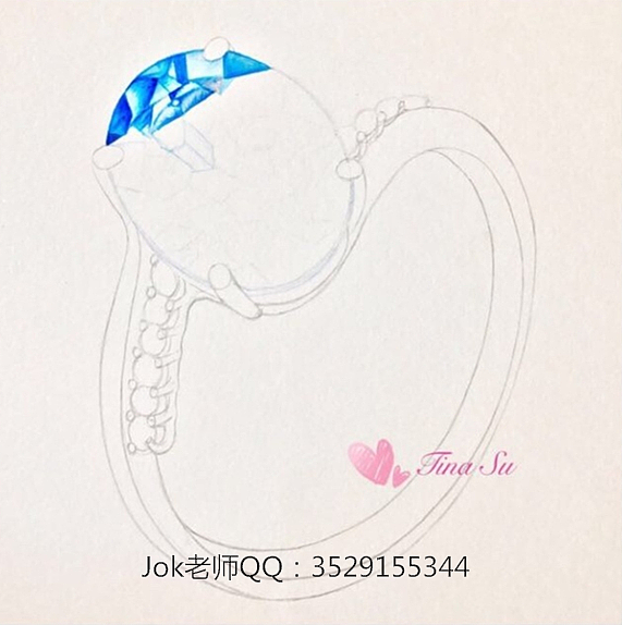 简单彩铅钻戒画法