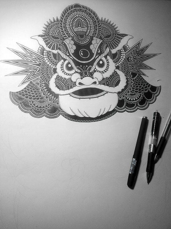 2开大画《最炫中国风》附绘制过程（图ZMTc0MjI2NzI=） - 新锐潮流插画 - 站酷设计师墩小贤原创素材 - 站酷ZCOOL