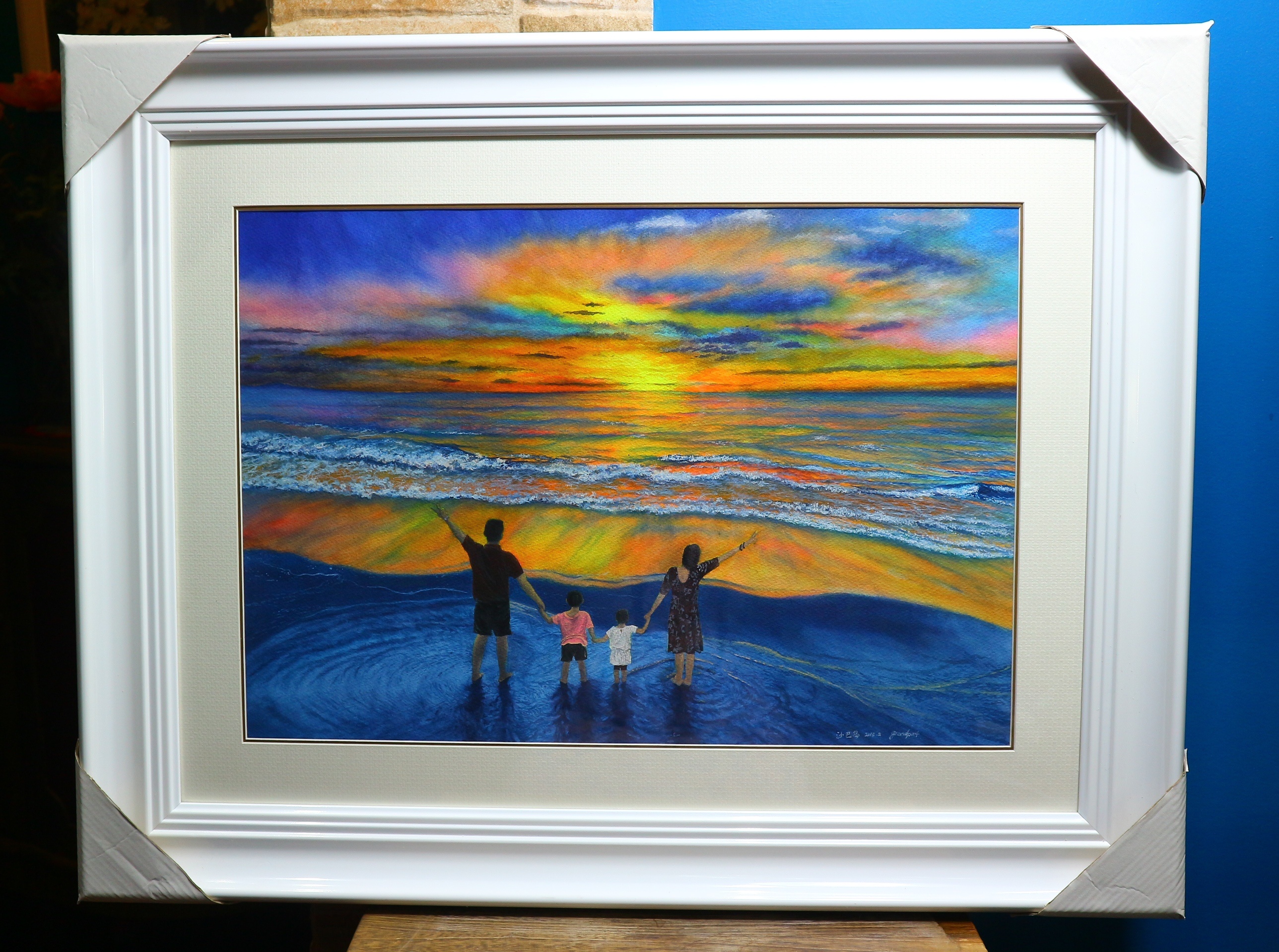 水彩画-一家四口