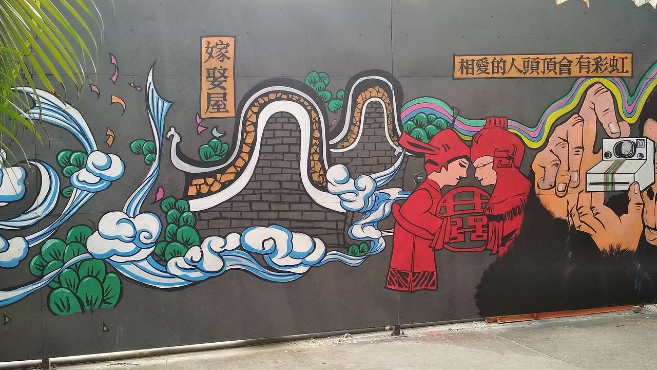 佛山岭南天地地方文化卡通墙绘,彩绘