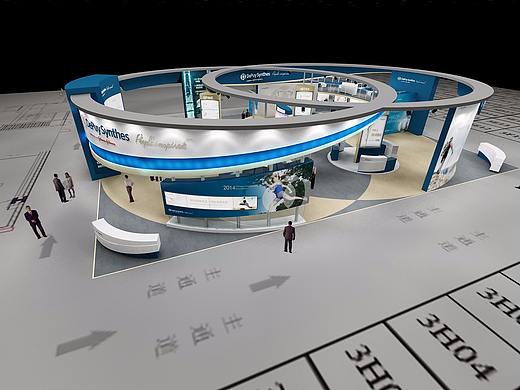 圆形交汇结构展台设计