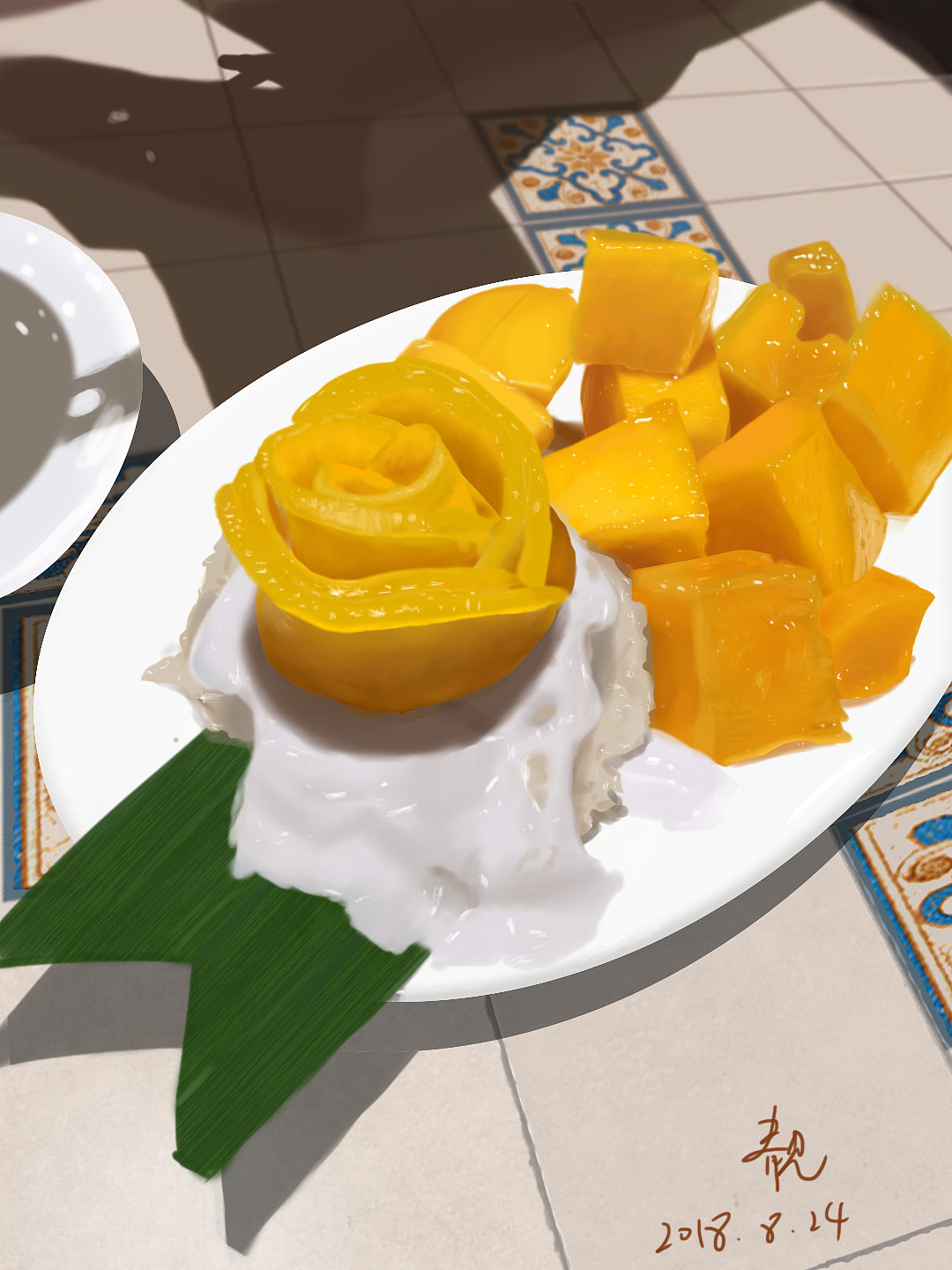 芒果糯米饭-手绘美食 cg手绘练习