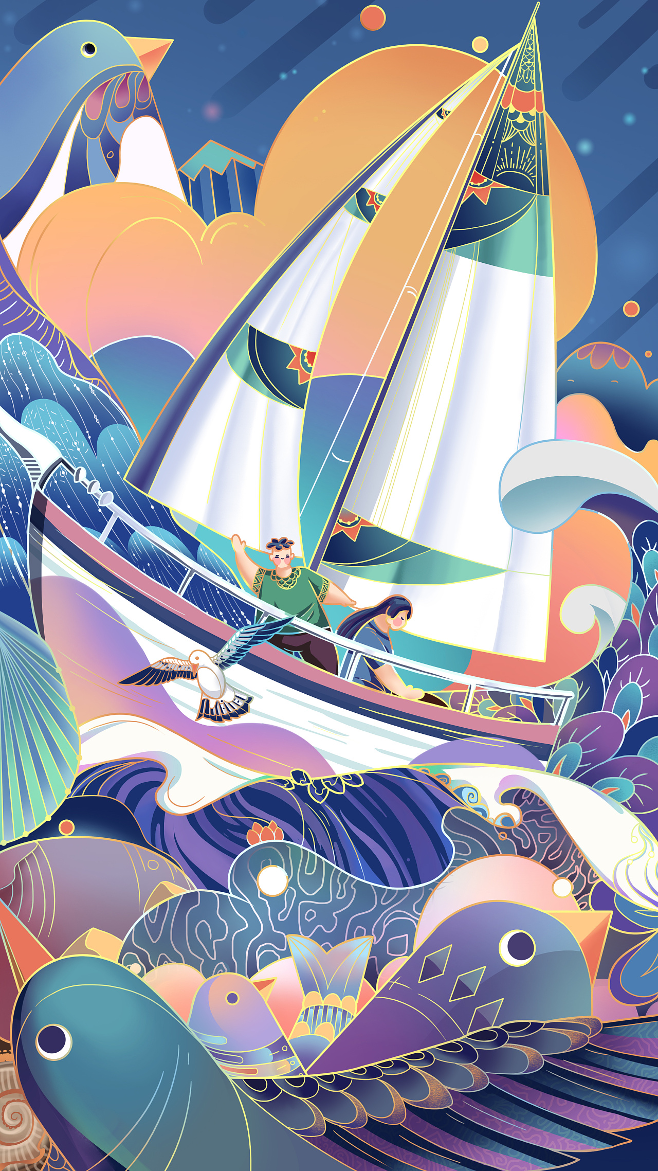 一帆风顺有欧气|插画|商业插画|等风ly - 原创作品 - 站酷 (zcool)