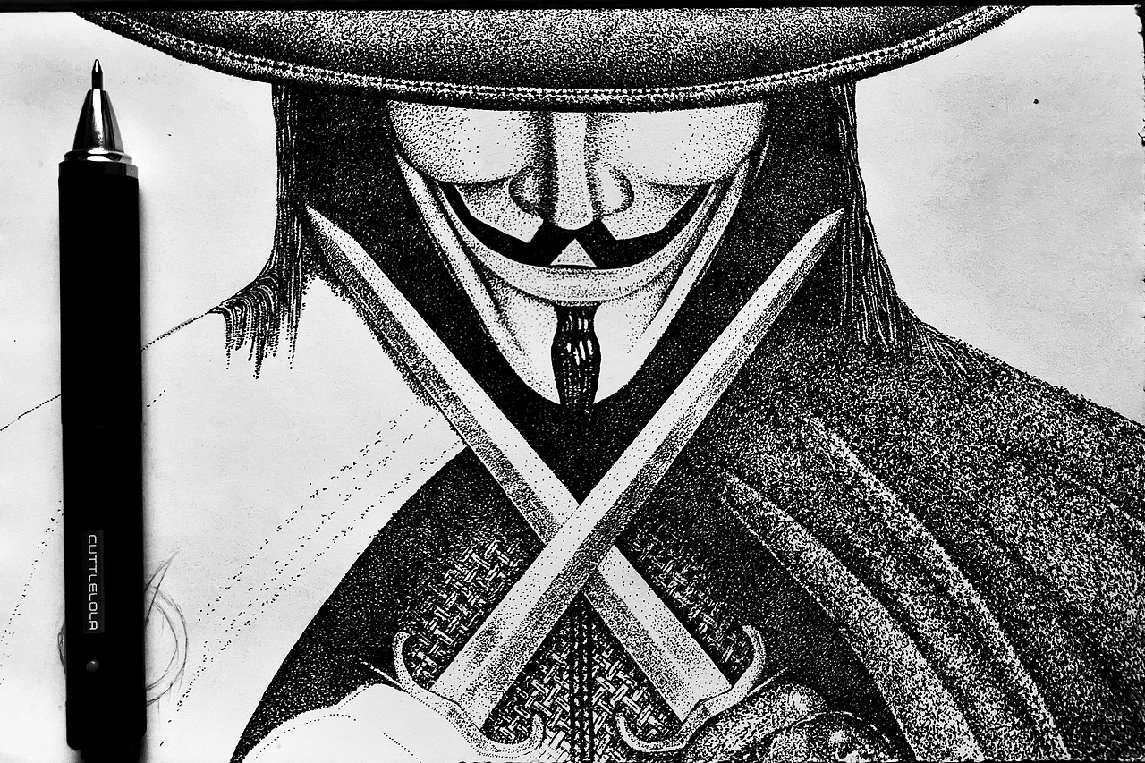 V字仇杀队（咔哆罗拉点画）（图ZMjA4MzM4OTQ0） - 新锐潮流插画 - 站酷设计师shuiyao2000原创素材 - 站酷ZCOOL