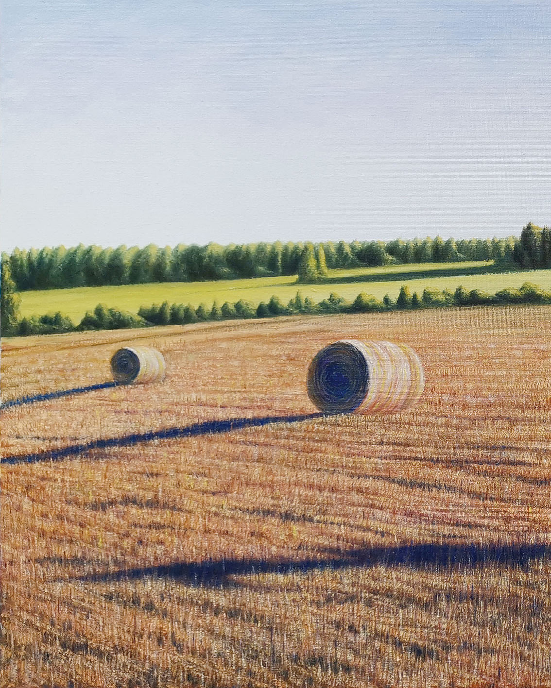 油画作品《丰收后的麦田》