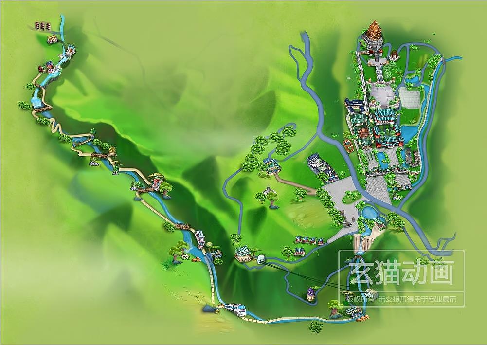 景点介绍线路设计游乐园全景图导览图设计与制作