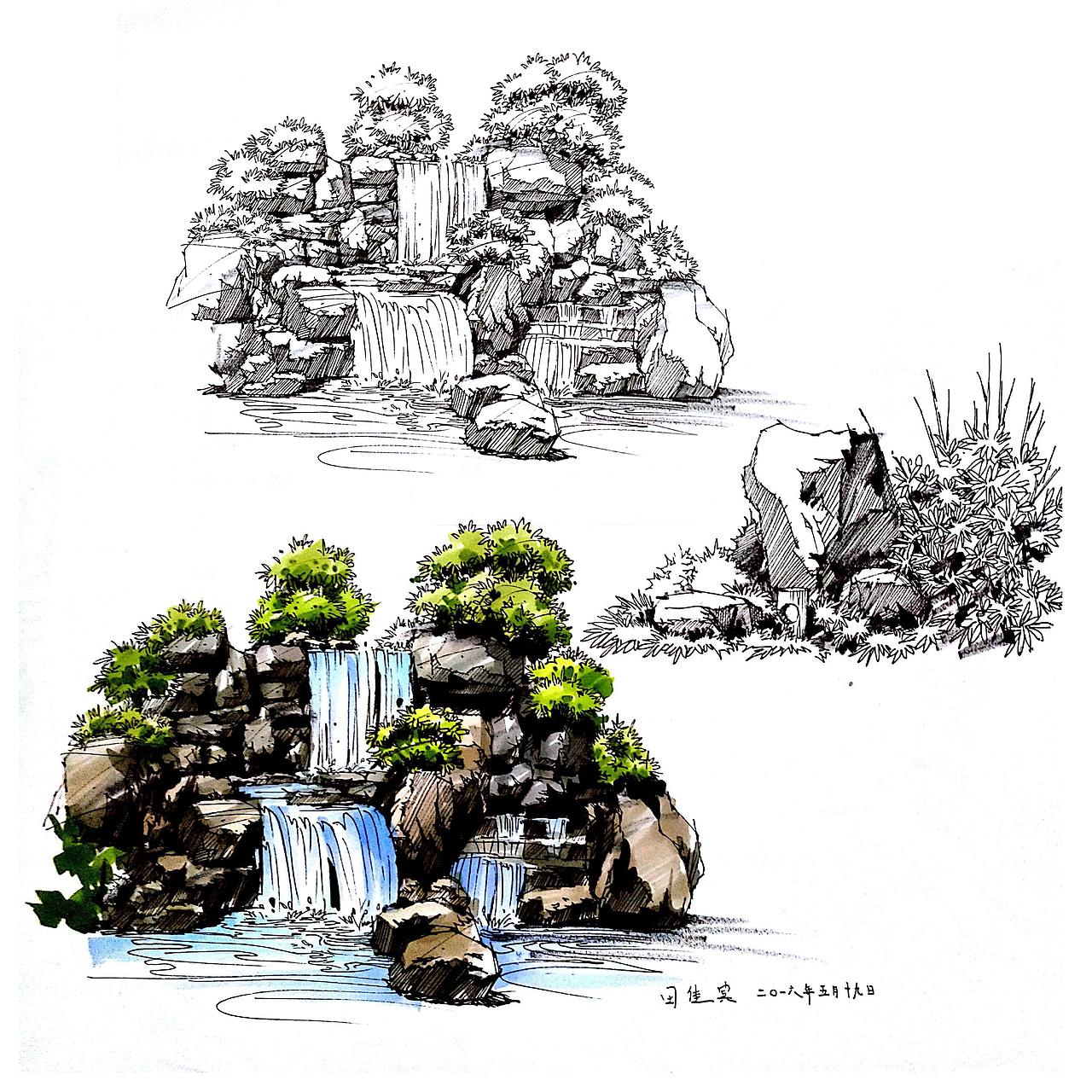 景观手绘——田佳宾（图ZNTI2ODA3MTY=） - 景观设计 - 站酷设计师调色板22原创素材 - 站酷ZCOOL