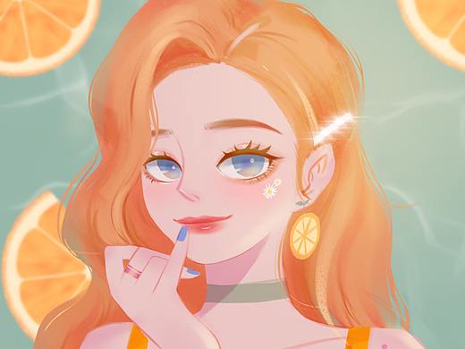 【少女插画习作】爱上橙芊芊