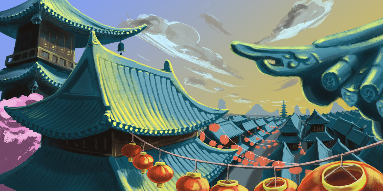 古街余霞|插画|创作习作|耀yaohua - 原创作品 - 站酷 (zcool)