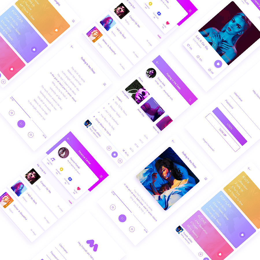 一套音乐APP（图ZNzkyNzE2NzY=） - APP界面 - 站酷设计师Chanroly橙子原创素材 - 站酷ZCOOL