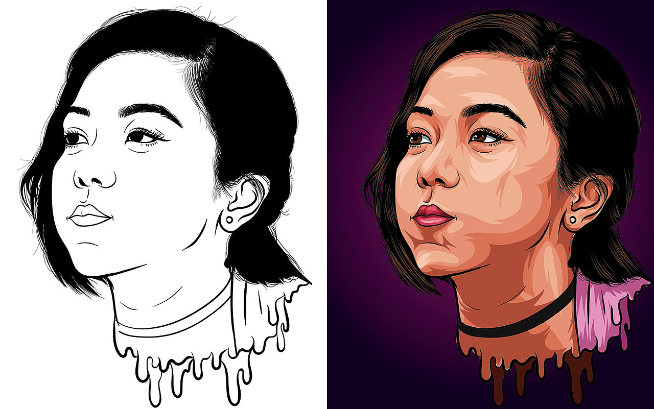 手绘ai矢量插画头像,近期练习作品,请多赐教!