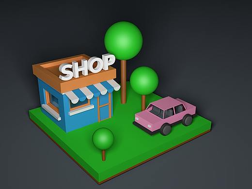 C4D 简易建筑模型