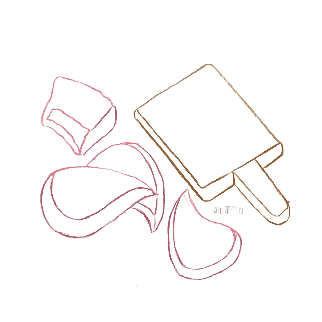 潮汕美食插画-红桃粿