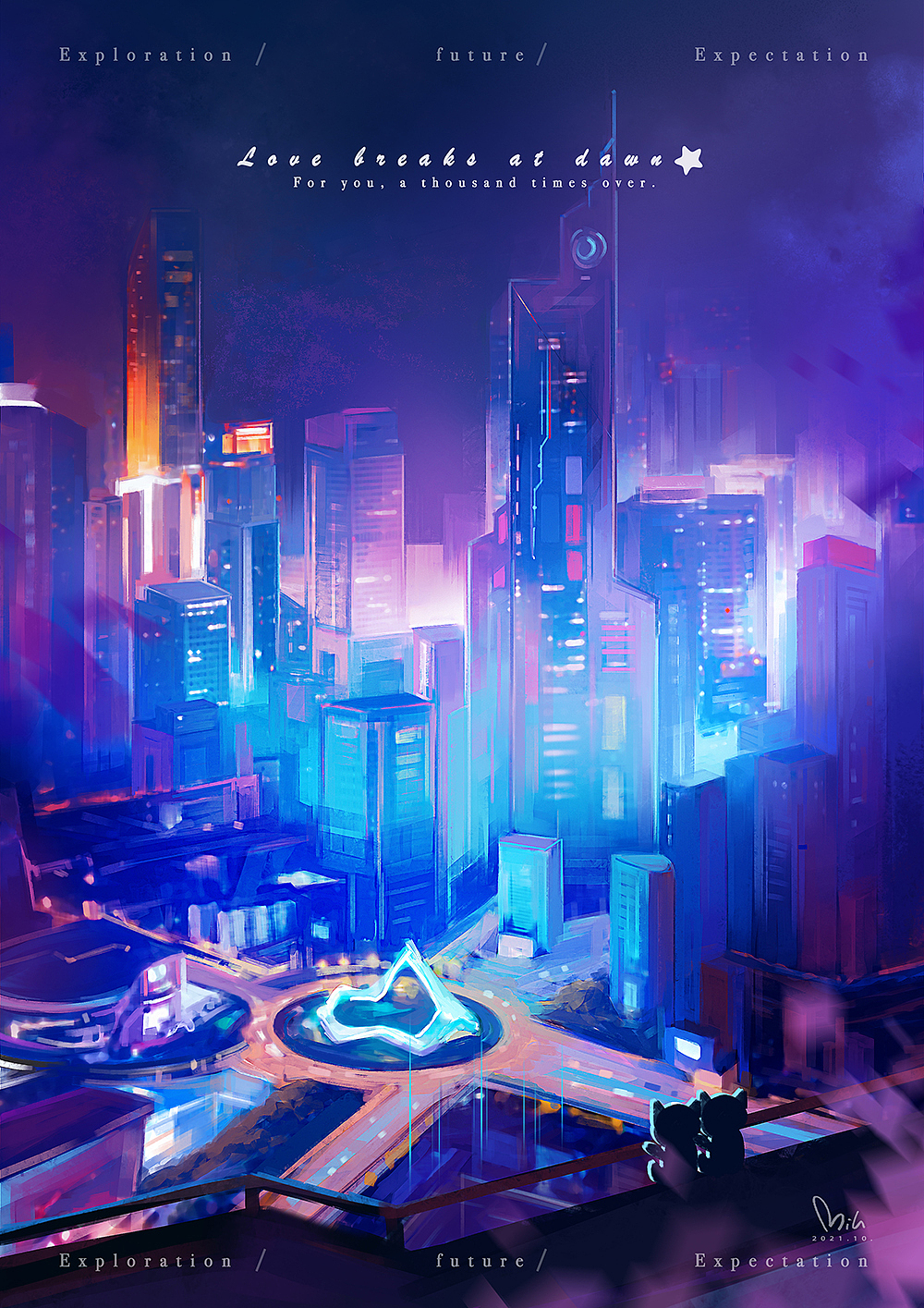 赛博朋克城市插画（图ZMjc1NTgwNjIw） - 商业插画 - 站酷设计师是小米粒呀原创素材 - 站酷ZCOOL