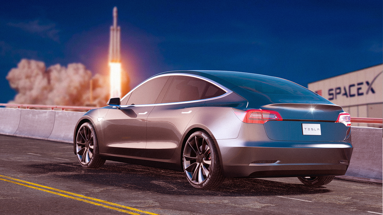 teslamodel3特斯拉model3渲染