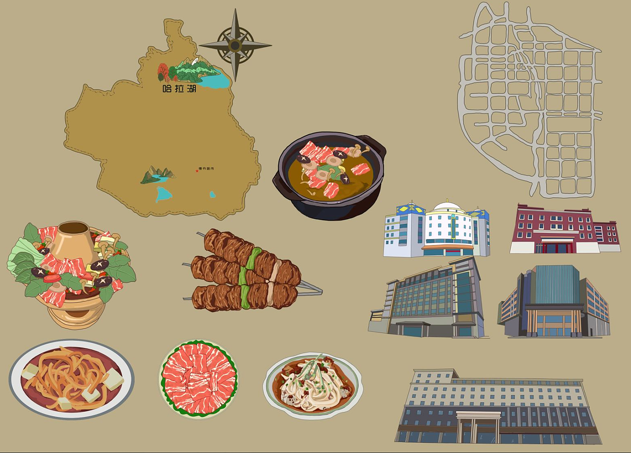 手绘地图（图ZMjIyOTkyMTE2） - 商业插画 - 站酷设计师老毒物和小丸子原创素材 - 站酷ZCOOL