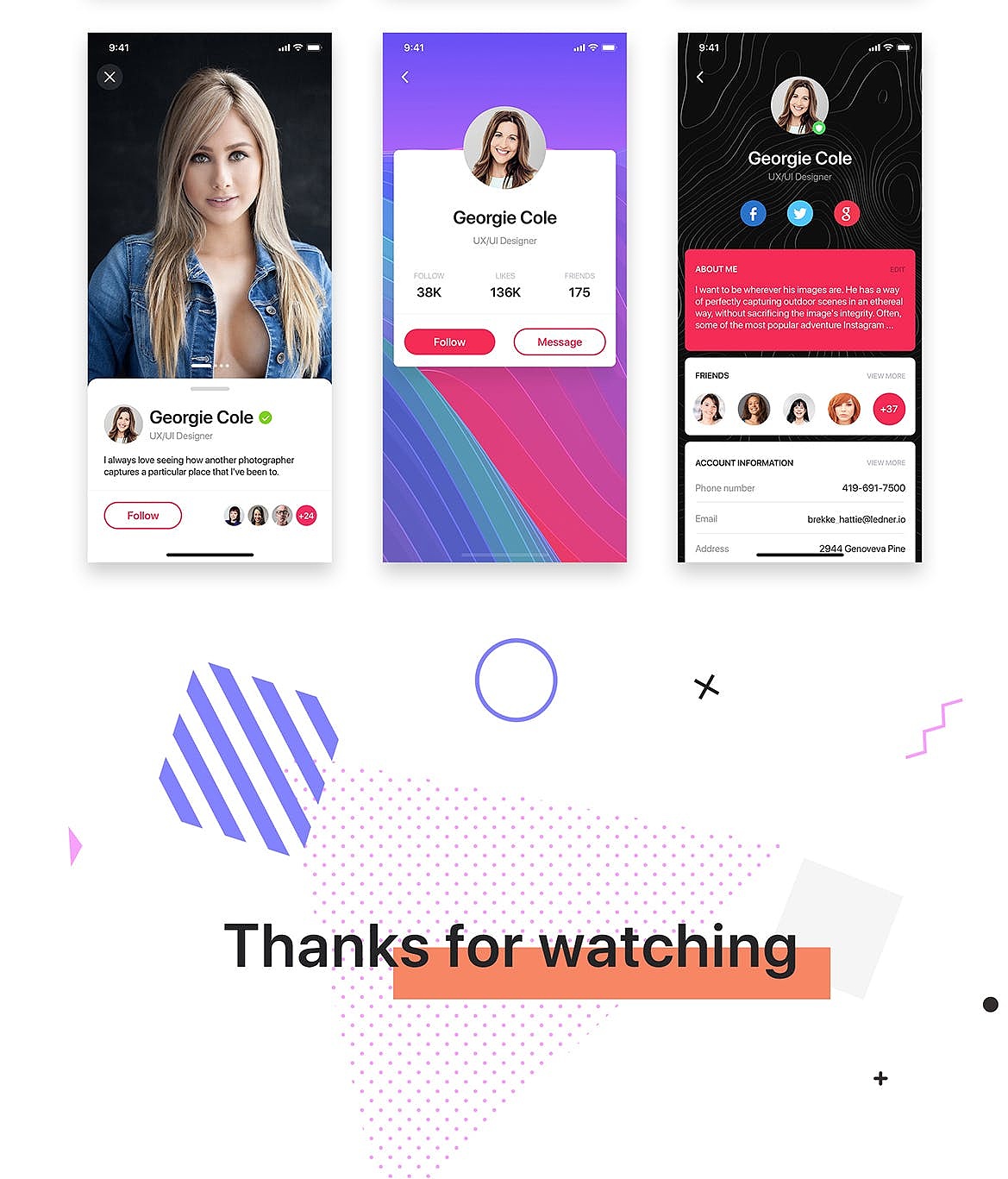 精美的个人社交分享UI页面APP