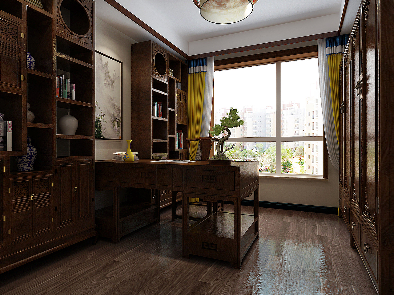 【林荫大院装修】-三室两厅-中式风格