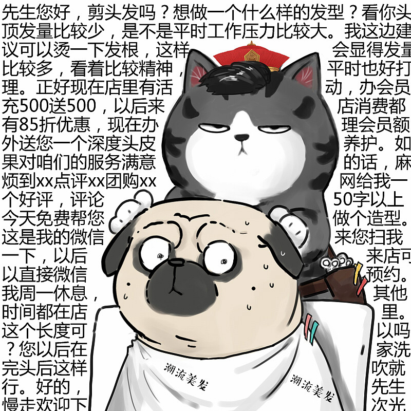 巴扎黑两岁那年，被托尼老师换了一个头……型（图ZMTgyNDI5Mjg0） - 中/长篇漫画 - 站酷设计师吾皇的白茶原创素材 - 站酷ZCOOL
