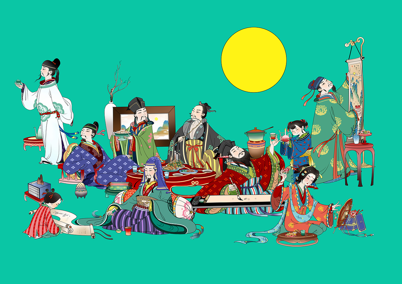 朝朝兰×观想堂文创：“颂月”中秋礼盒定制插画（图ZMjI2ODM3NDgw） - 商业插画 - 站酷设计师朝朝兰原创素材 - 站酷ZCOOL