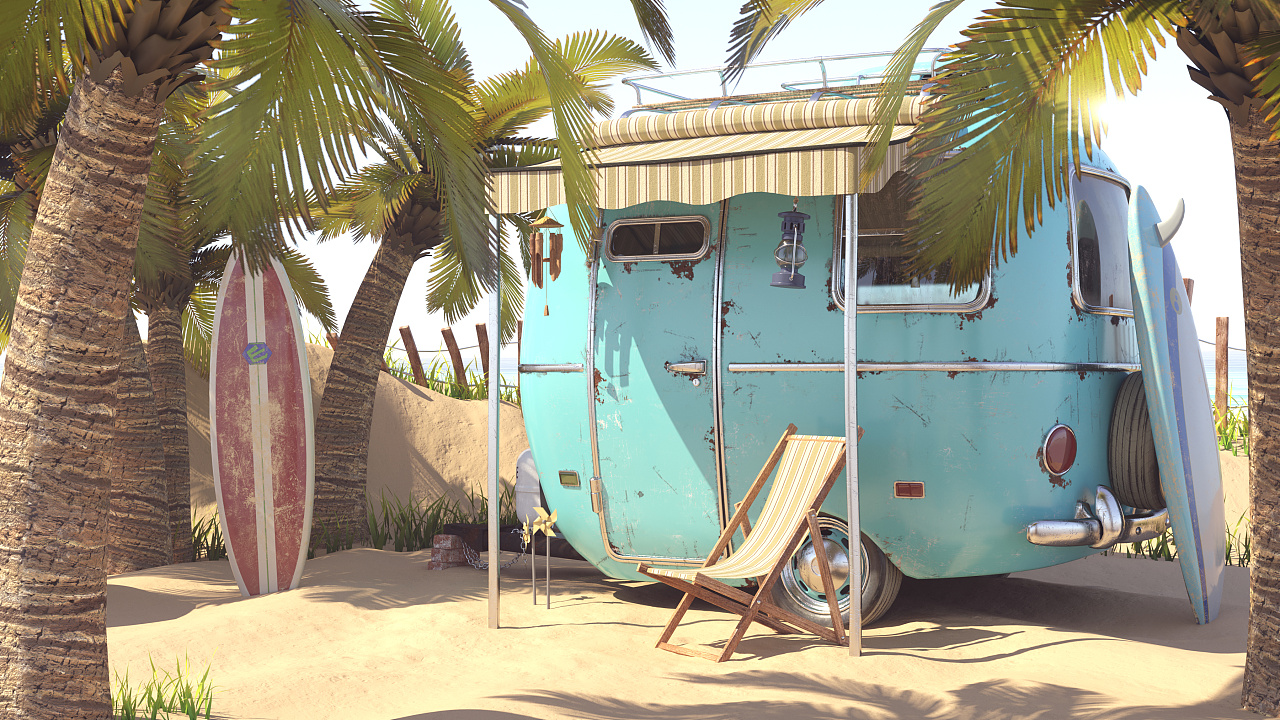 夏日系列渲染之:露营|三维|场景|心流渲染工作室 - 临摹作品 - 站酷 (