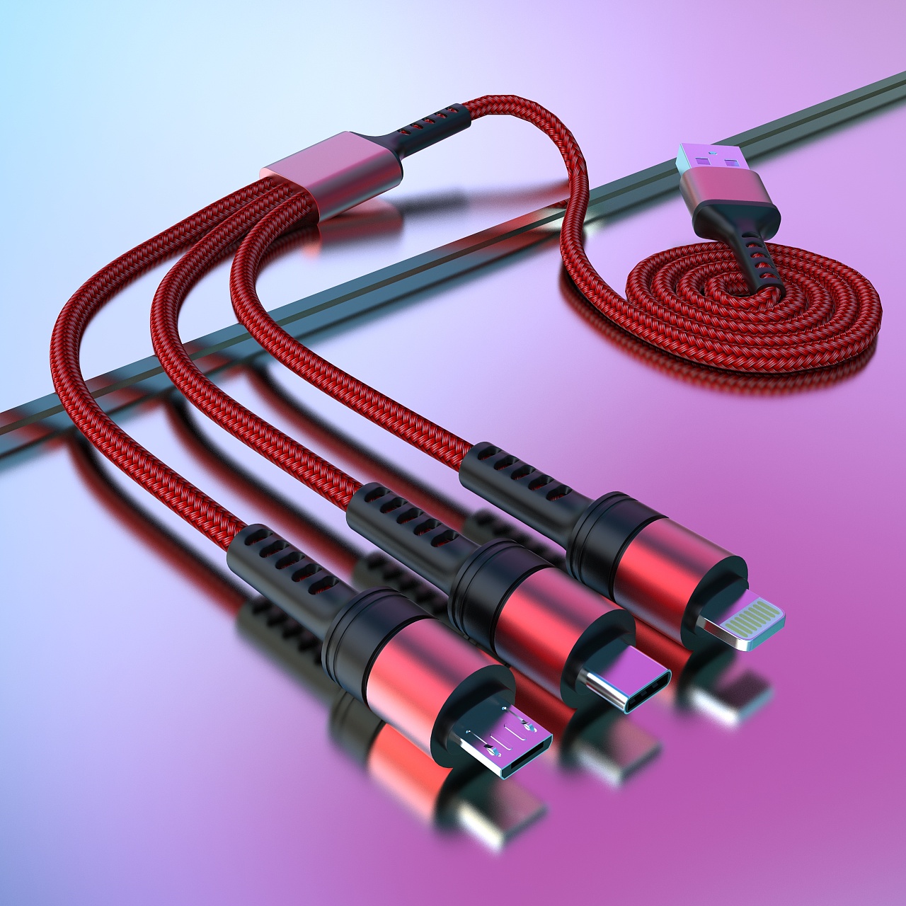 数据线三维建模渲染效果图