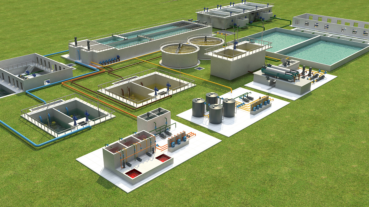 水厂3d效果图