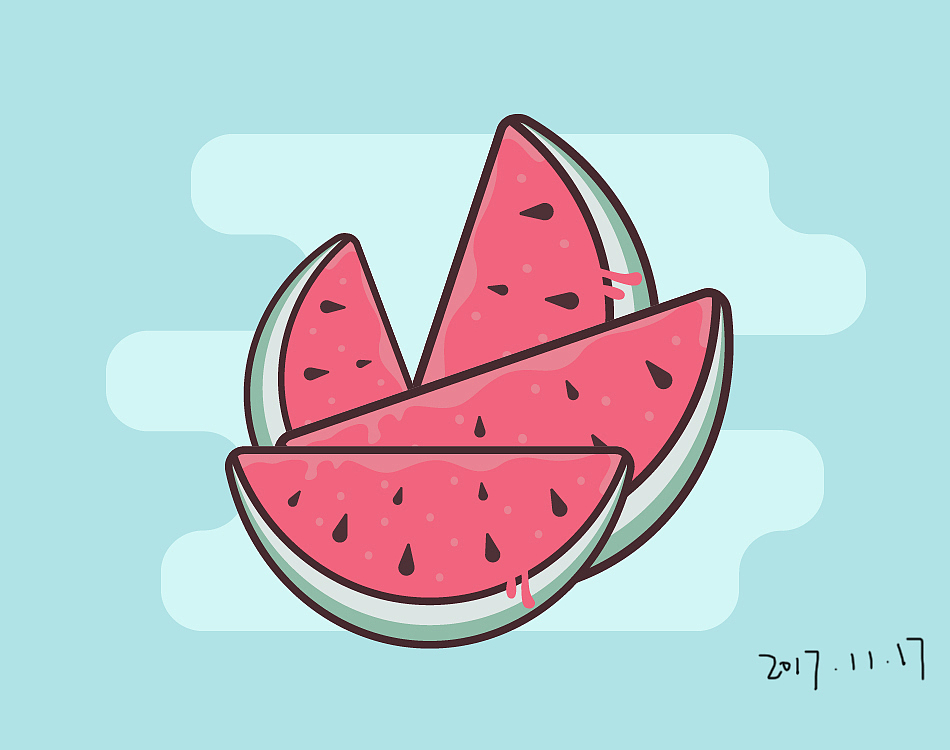 扁平插画-西瓜（图ZOTczMDI3NTY=） - 创作习作 - 站酷设计师两百多只兔子原创素材 - 站酷ZCOOL