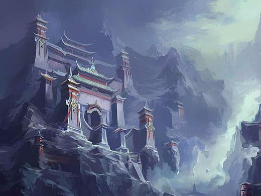 游戏场景原画   古风建筑