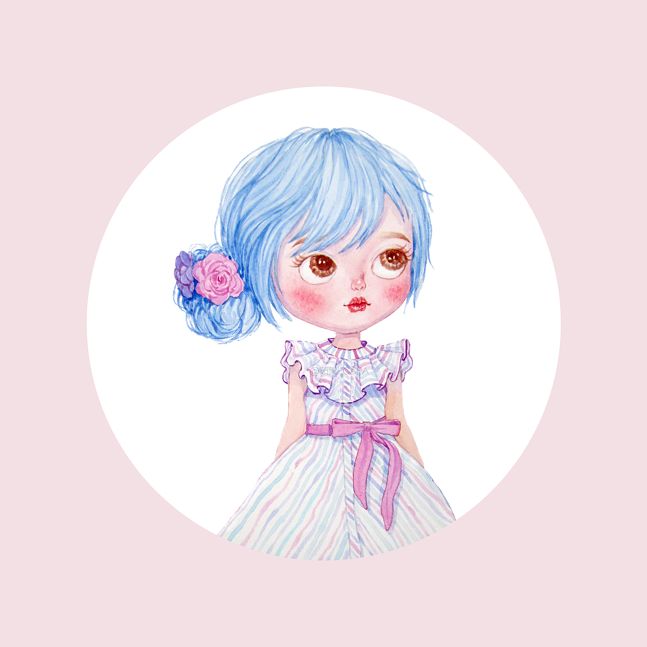 水彩画~大眼睛娃娃（图ZMTI3MjI5NTMy） - 创作习作 - 站酷设计师茹果RG原创素材 - 站酷ZCOOL
