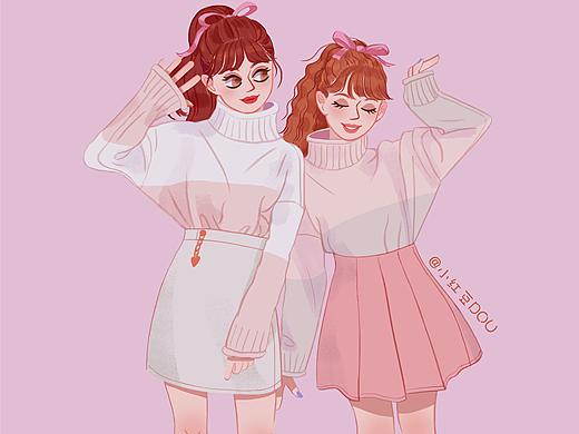 閨蜜（個(gè)人主頁(yè)-ZNTE4MTYyMDA=） - 商業(yè)插畫 - 站酷設(shè)計(jì)師小紅豆Dou原創(chuàng)素材 - 站酷ZCOOL