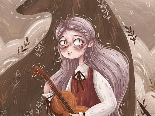 插画少女之弹奏