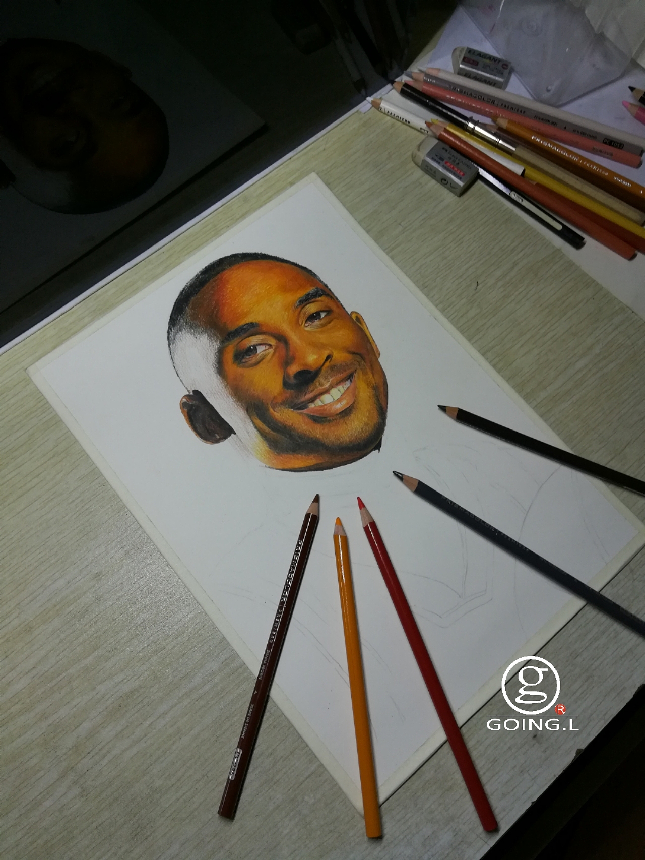 gr一笔一画之彩铅画科比