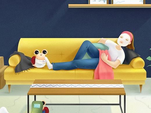 五一插画，草图加成品