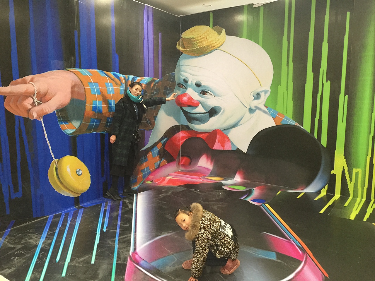 北京3d立体画3d墙体彩绘3d墙地结合之小丑作品展