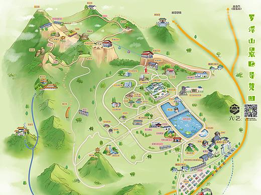 罗浮山风景区导览图卡通旅游手绘地图