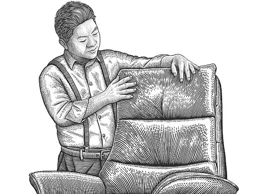左右沙发·手绘版画风格插画logo