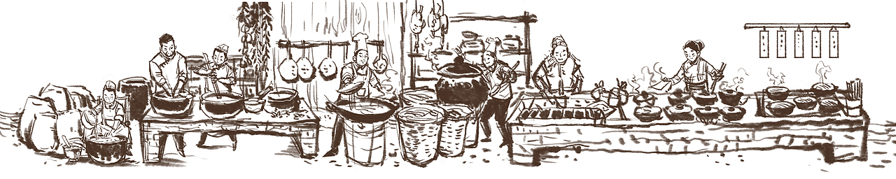 蜀和秦砂锅米线&土豆粉连锁餐厅 墙画|插画|商业插画|刘明de画画本子