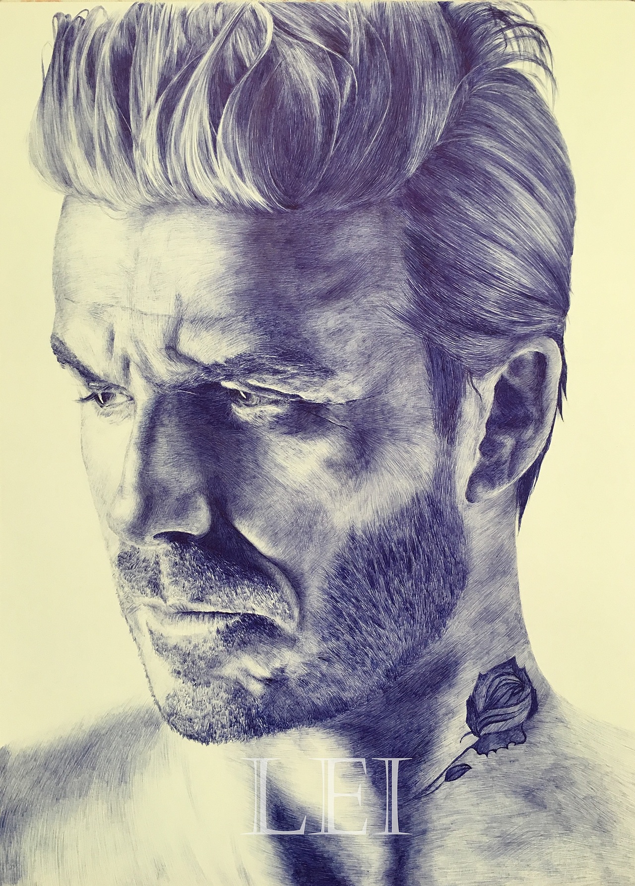 圆珠笔手绘贝克汉姆