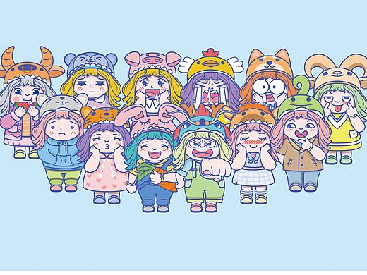 原创插画十二生肖卡通形象